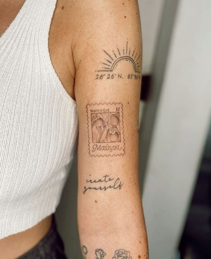 Malaysia Mangosteen Travel Stamp Tattoo Design