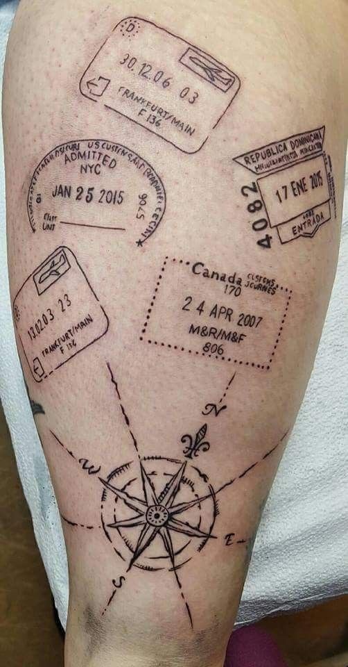 Travel Passport Post Collection Sleeve Tattoo Design