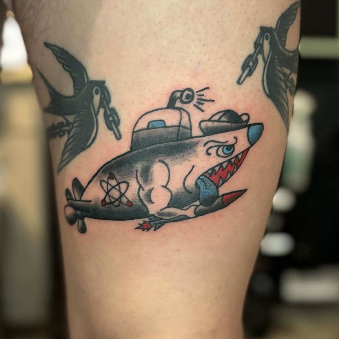 Bold submarine tattoo with a fierce aesthetic Tattoo Design