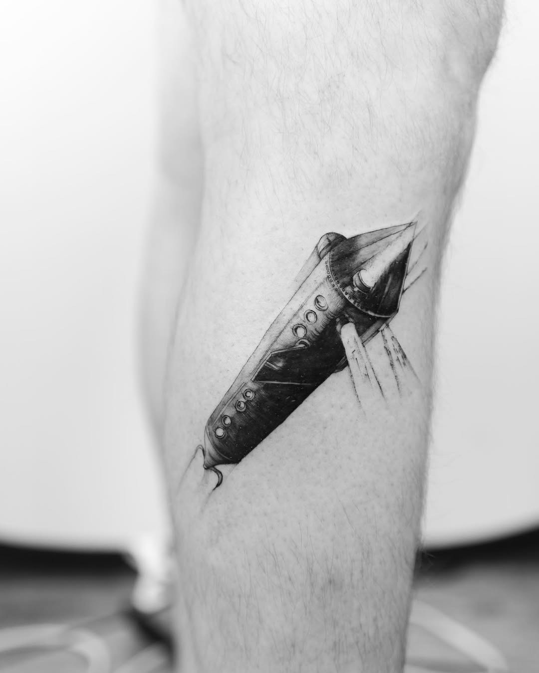 Intricate black and white submarine tattoo design Tattoo Design