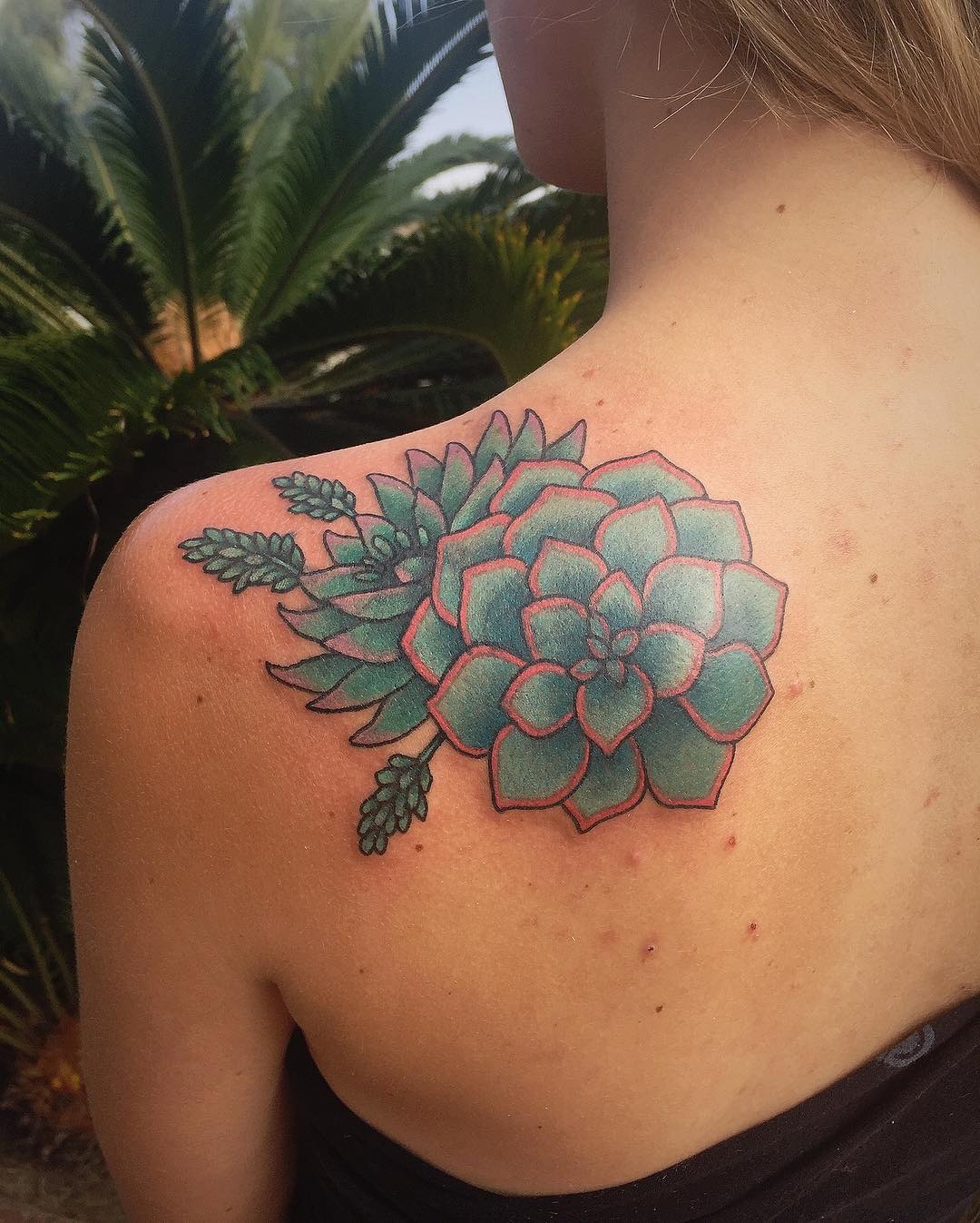 Elegant succulent tattoo design on the shoulder Tattoo Design