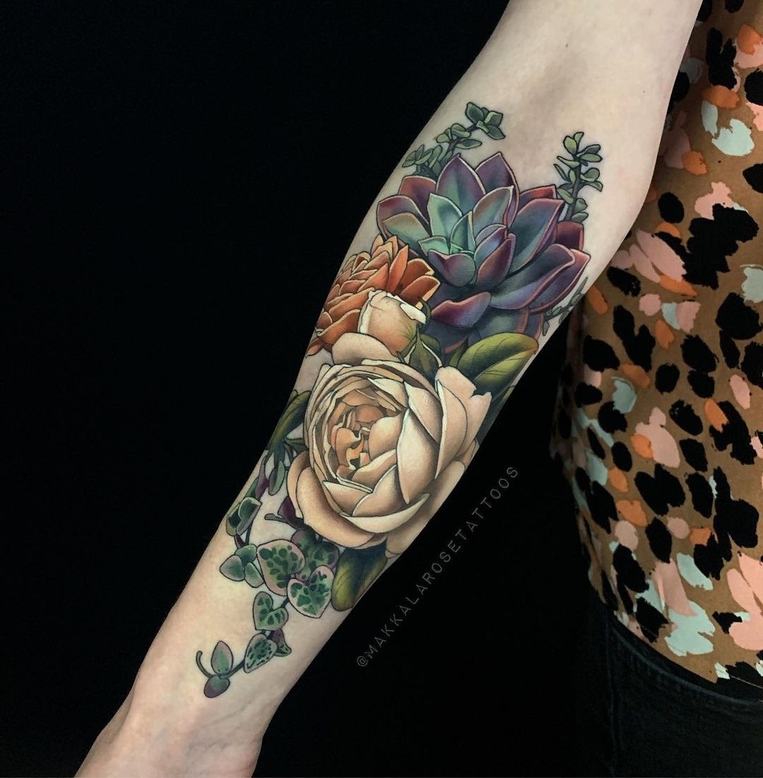 Stunning succulent tattoos with vibrant colors Tattoo Design