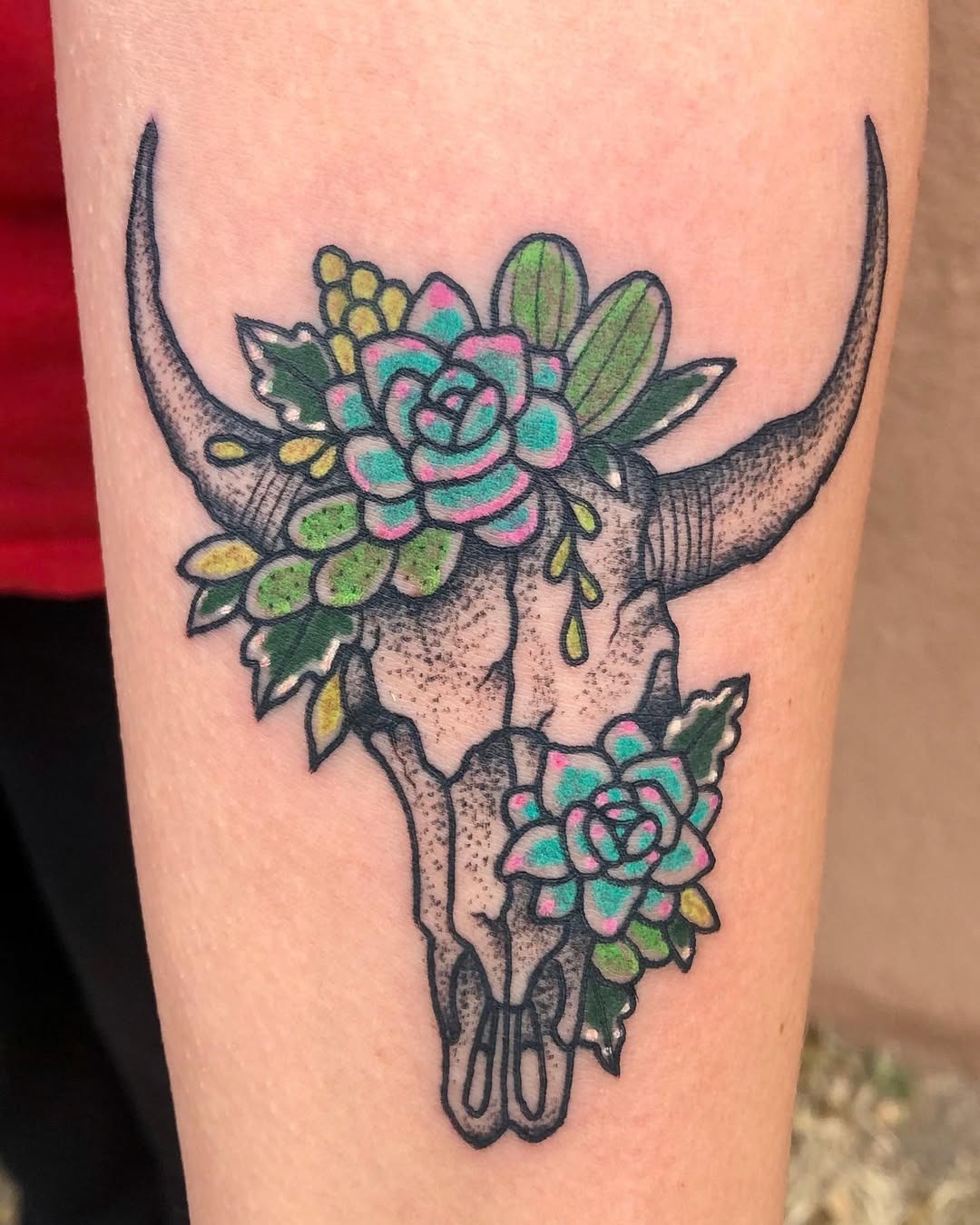 Vibrant succulent tattoo on a skull design Tattoo Design