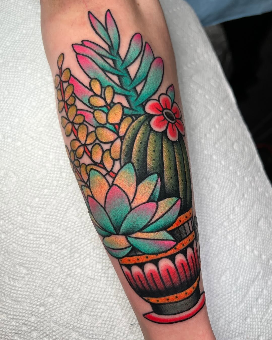 Vibrant Succulent Tattoo with Artistic Details Tattoo Design