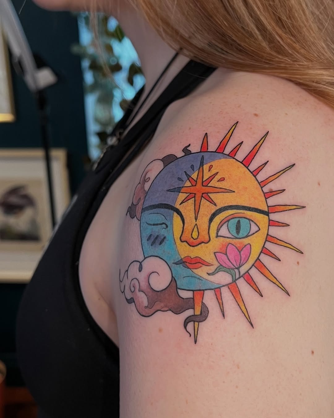 Bold Sun and Moon Tattoo Design Tattoo Design