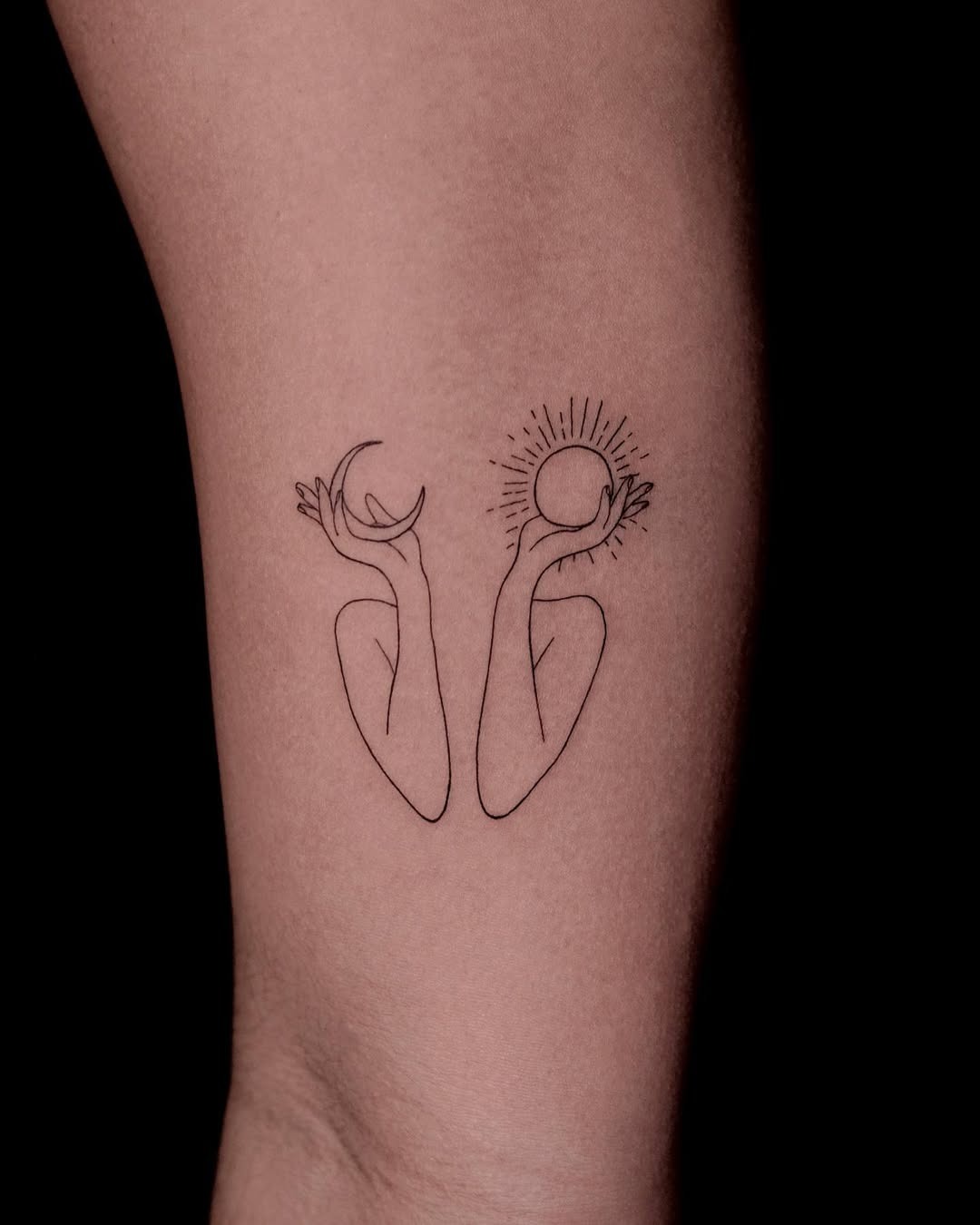Elegant sun and moon tattoo Piece for balance Tattoo Design