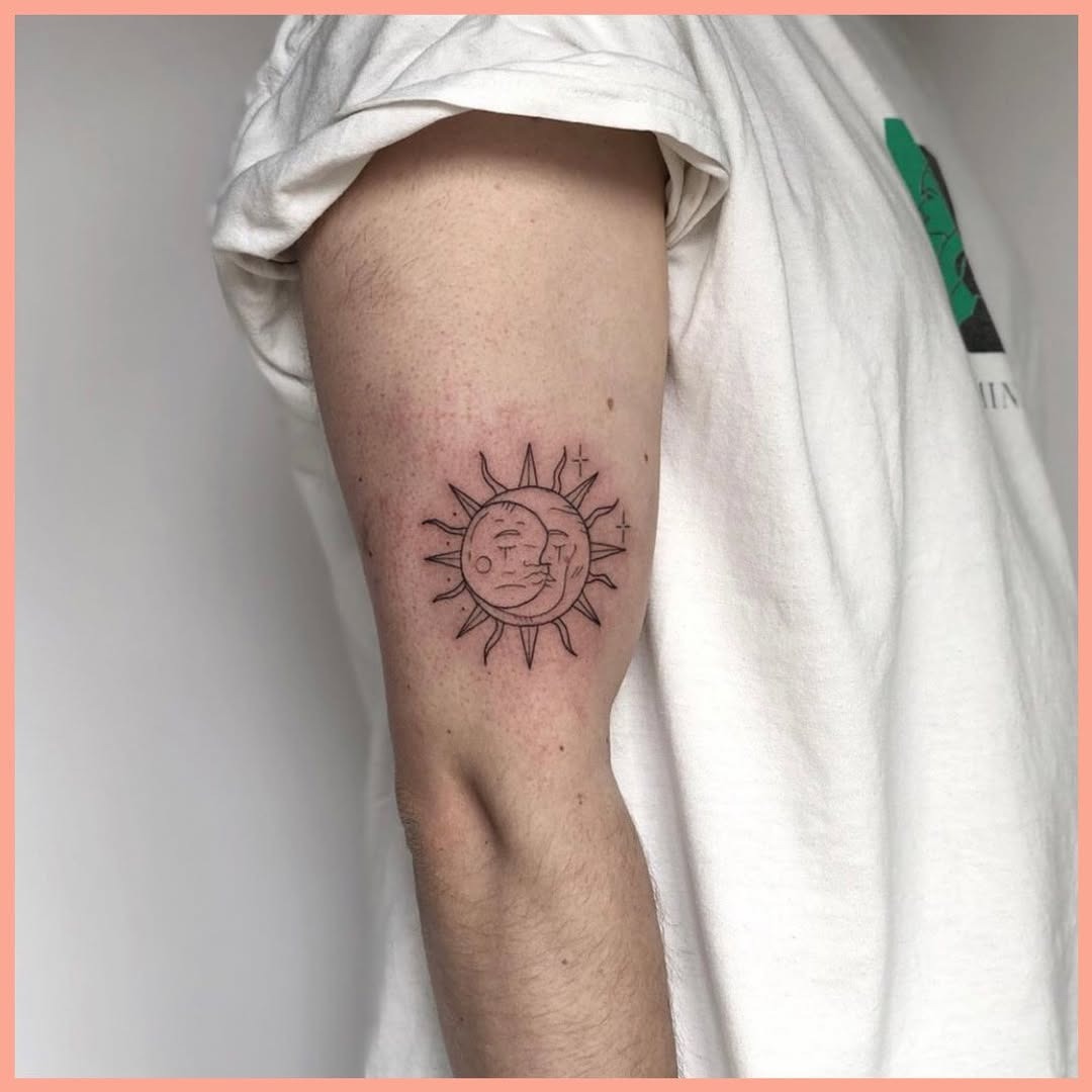 Intricate sun and moon tattoo on arm Tattoo Design