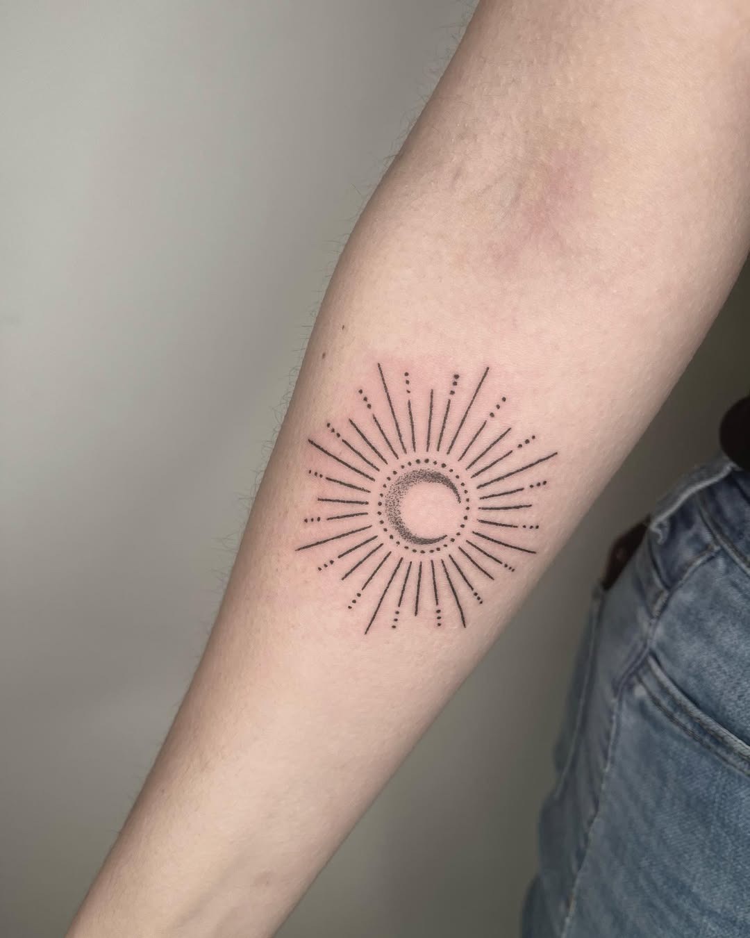 Radiant Sun with Intricate Rays Design Tattoo Design