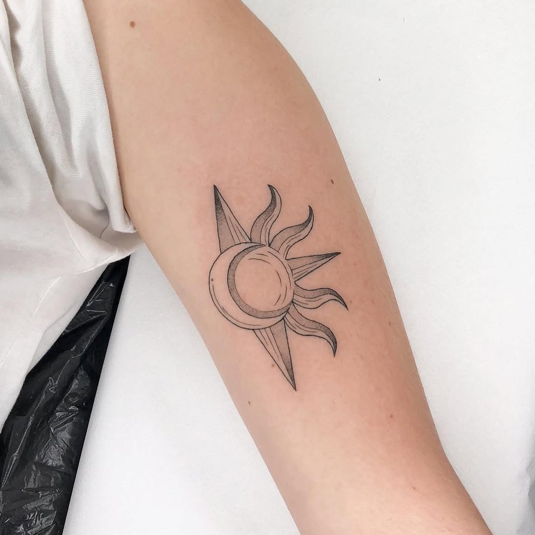 Stylish Sun and Moon Tattoo Design Tattoo Design