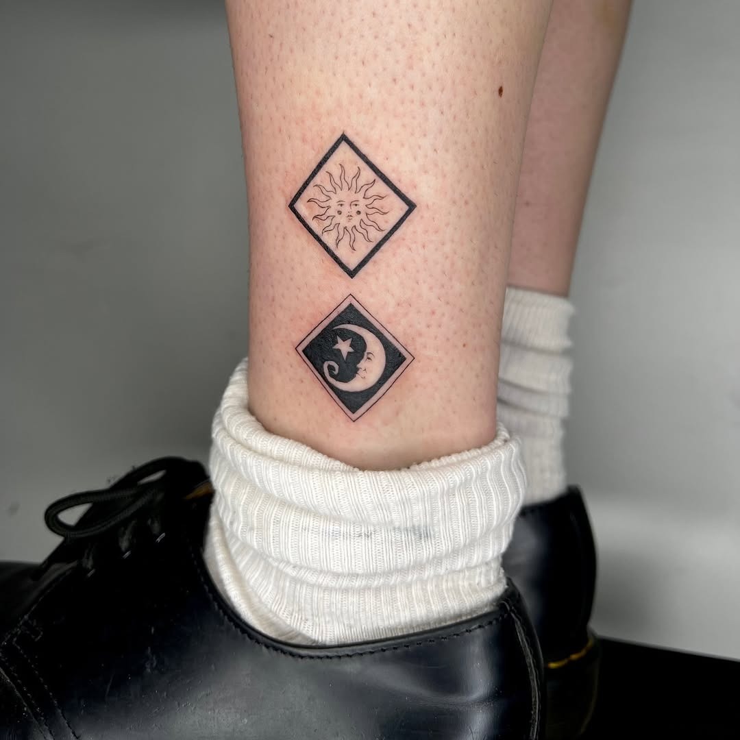 Stylish sun and moon tattoo design Tattoo Design
