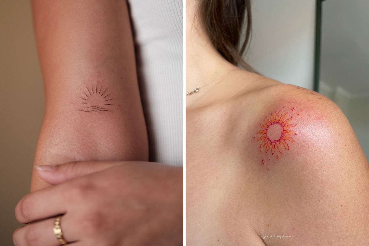 20+ Sun Tattoo Ideas With Inspiring Artistic Placement Featured Lookbook Collage