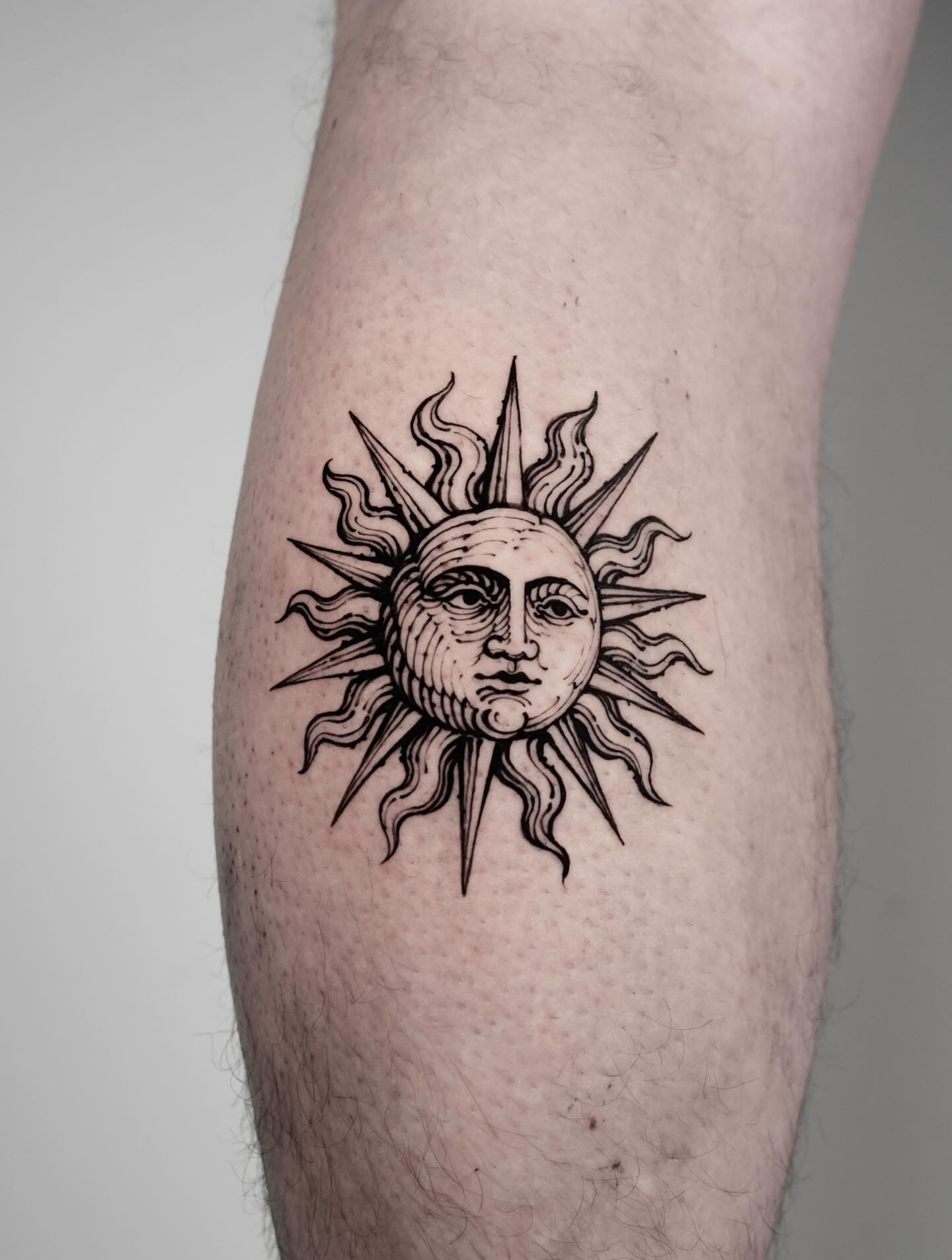 Half Sun Half Moon Face Tattoo Tattoo Design