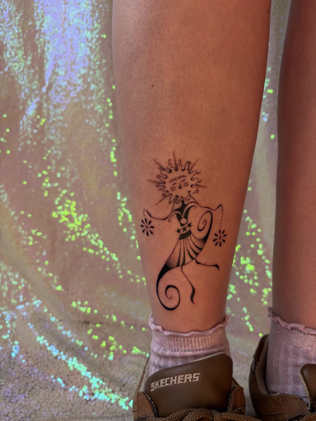 Whimsical Dancing Sun Tattoo Tattoo Design
