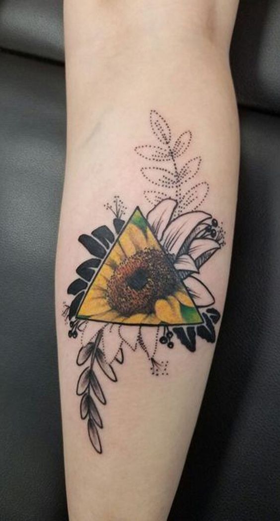 Artistic Art Sunflower Triangle Tattoo Tattoo Design