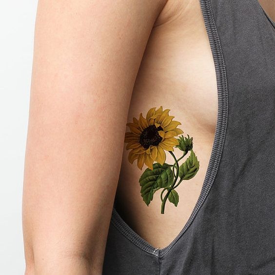 Deeply Saturated Intimate Sunflower Tattoo Tattoo Design
