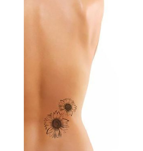 Duet of Delicate Natural Black and Grey Sunflowers Tattoo Tattoo Design