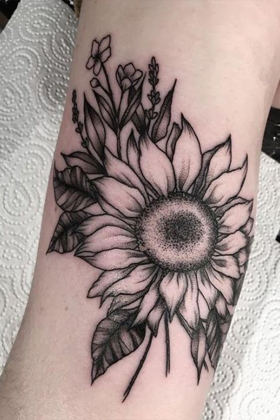 Finely Detailed Sunflower Tattoo Tattoo Design