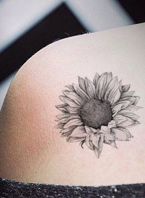 Gently Placed Black and Grey Sunflower Tattoo Tattoo Design