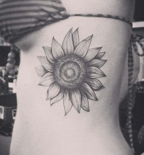 Gorgeous Black and Grey Sunflower Tattoo Tattoo Design