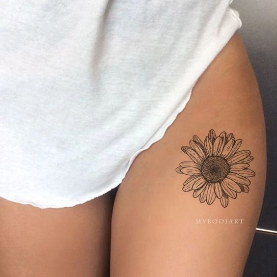Intricately Detailed Black and White Sunflower Tattoo Tattoo Design