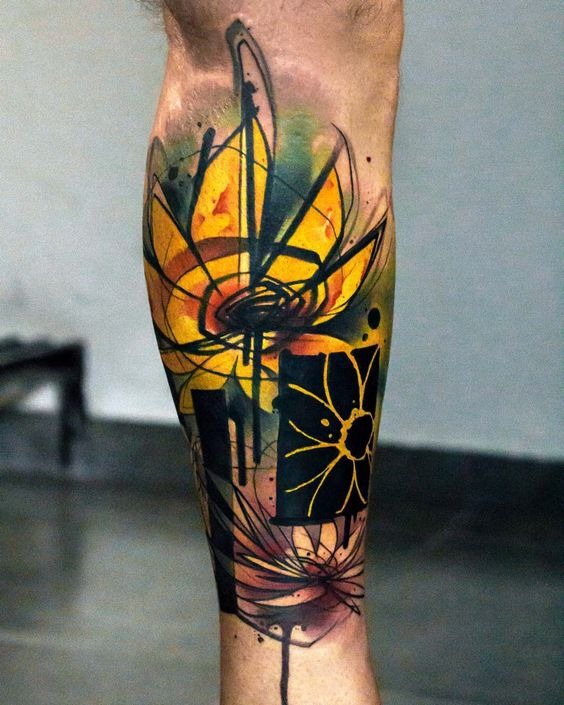 Multi Colored Abstract Art Sunflower Tattoo Ideas Tattoo Design