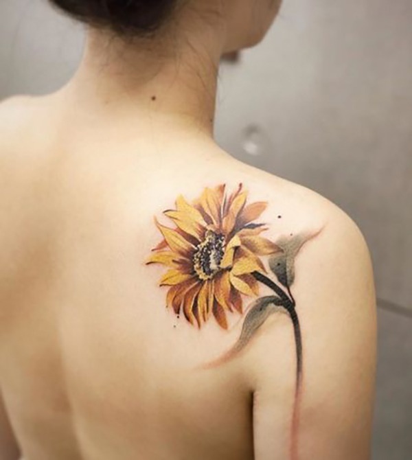 Organically Hued Sunflower Illustration Tattoo Tattoo Design