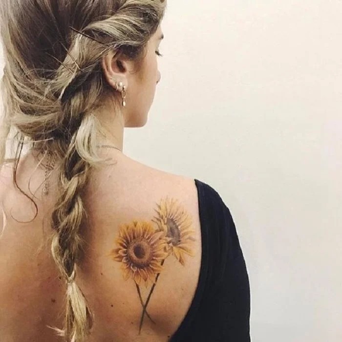 Romantic Pair of Sunflowers Shoulder Tattoo Tattoo Design