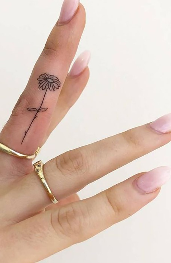 Simple Line Drawing Sunflower Finger Tattoo Tattoo Design