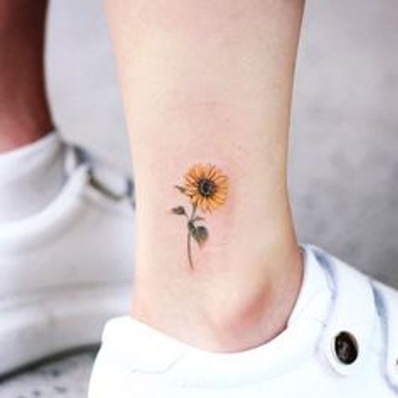 Simply Classic Sunflower Ankle Tattoo Tattoo Design