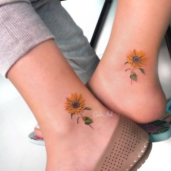 Small TattoosIdea: Realistic Sunflower Ankle Tattoo Tattoo Design