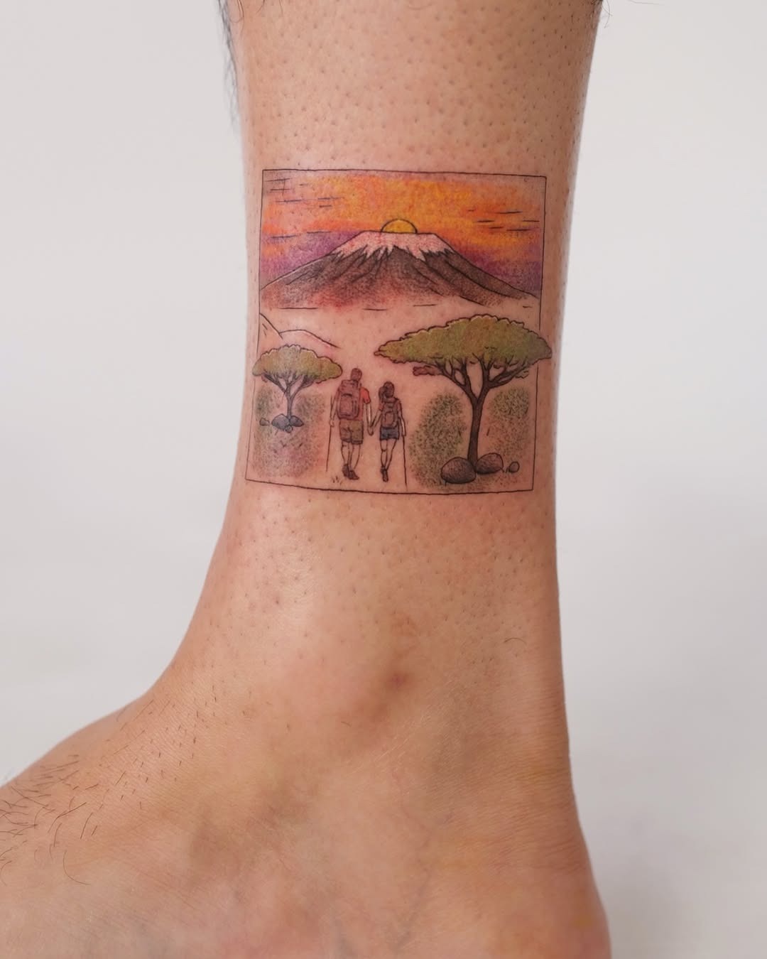 A serene sunrise hike tattoo design Tattoo Design