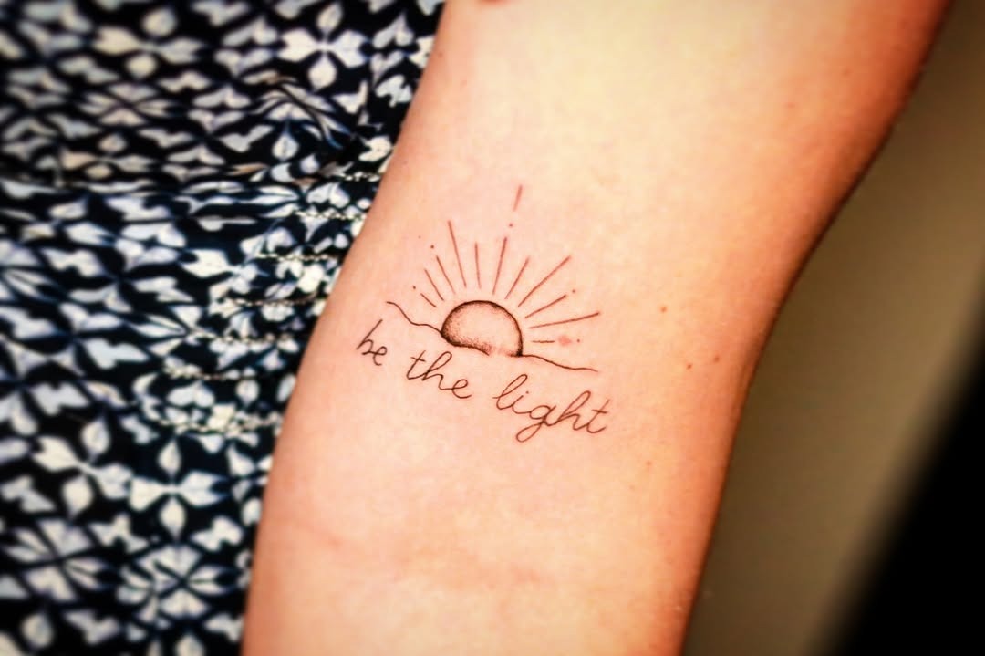 Inspiring sunrise tattoo with positive message Tattoo Design