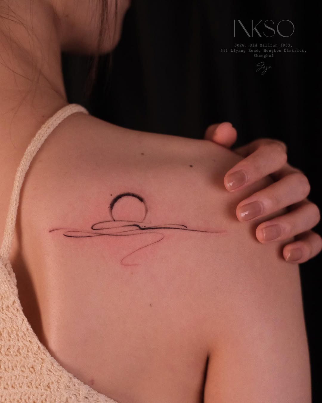 Minimalist Sunrise Tattoo on Shoulder Tattoo Design