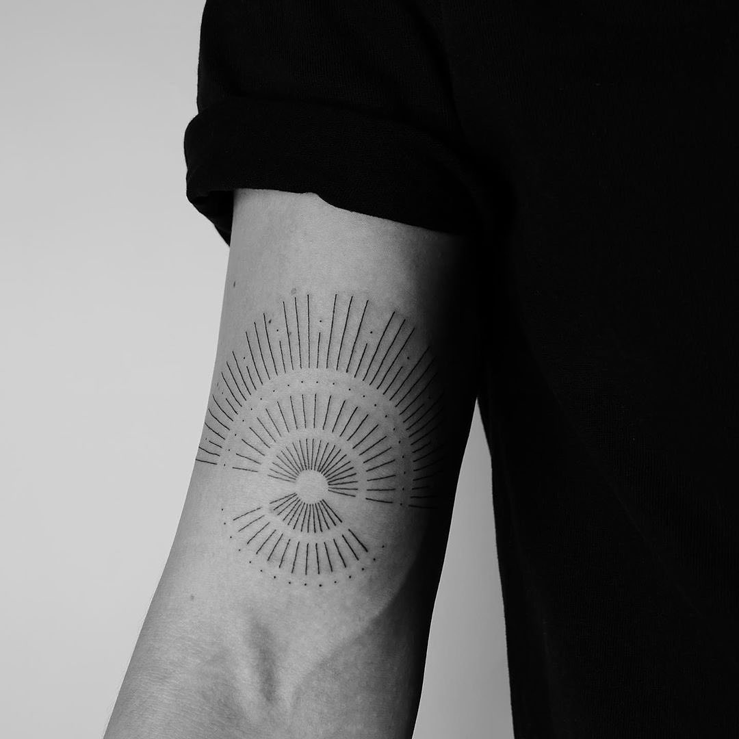 Minimalist Sunrise Tattoo on the Arm Tattoo Design