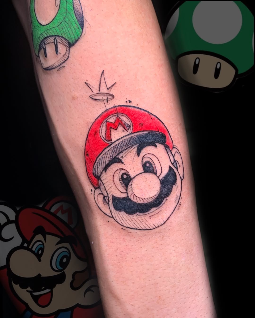Classic Mario tattoo with a playful vibe Tattoo Design