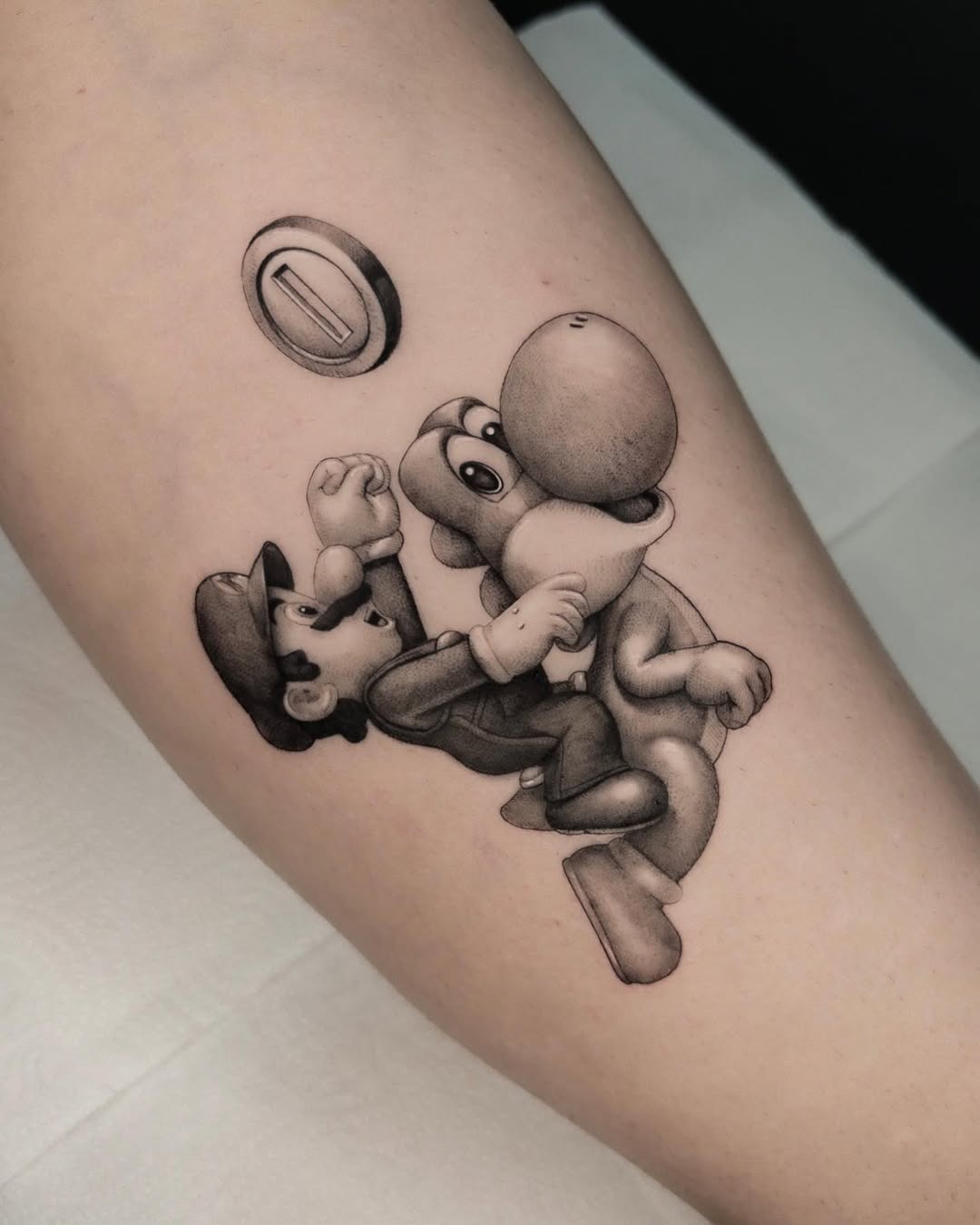 Colorful Mushroom Tattoo on Thigh Tattoo Design
