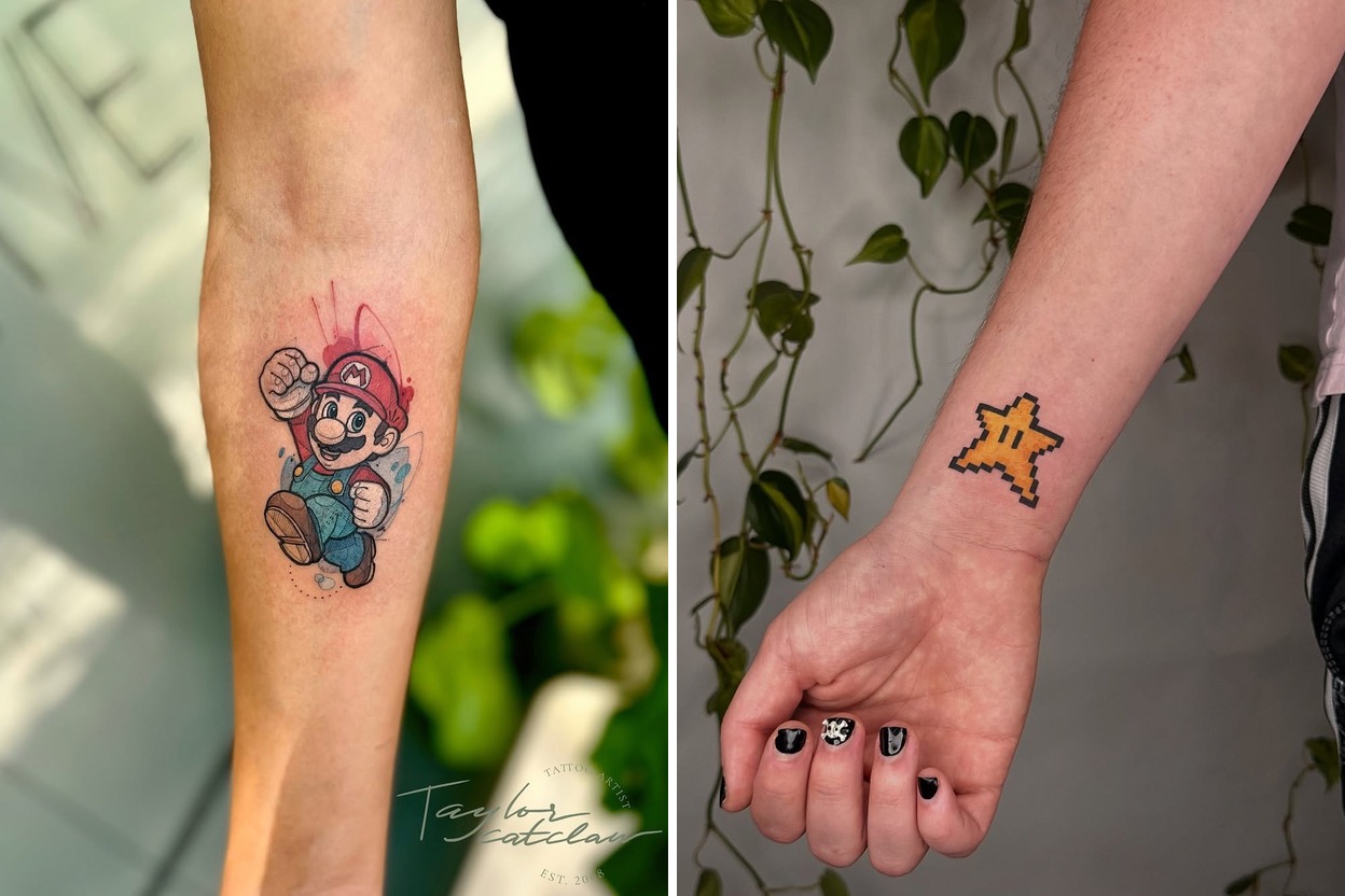 38 Playful Super Mario Tattoo Ideas For Retro Gaming Nostalgia Featured Lookbook Collage