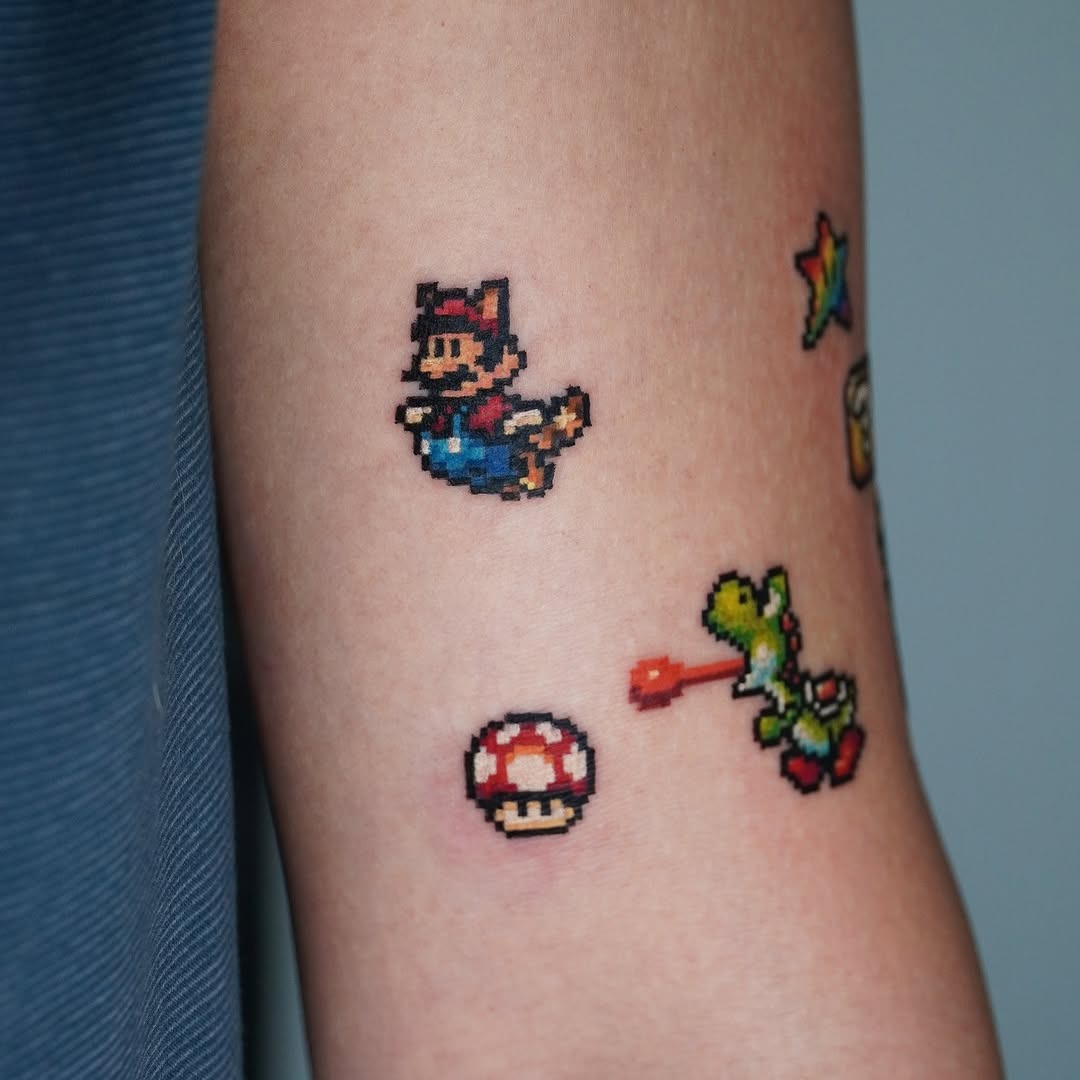 Unique Mario-themed tattoo blending nostalgia and creativity Tattoo Design
