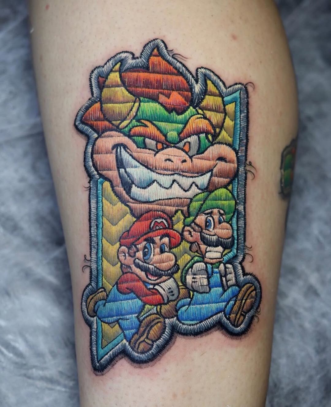 Vibrant Mario and Bowser Tattoo Design Tattoo Design