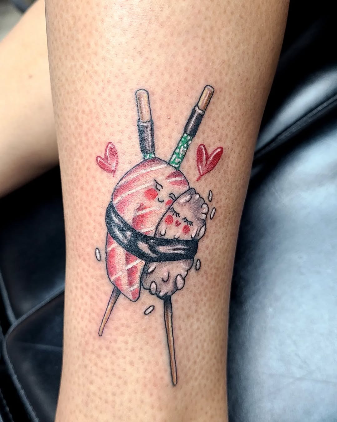 Adorable sushi tattoo with love and fun themes Tattoo Design