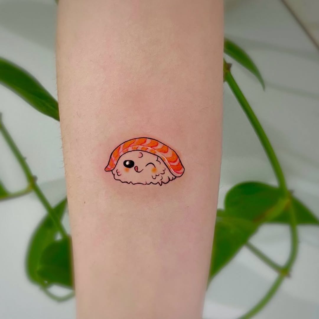 Charming sushi tattoo with a playful twist Tattoo Design