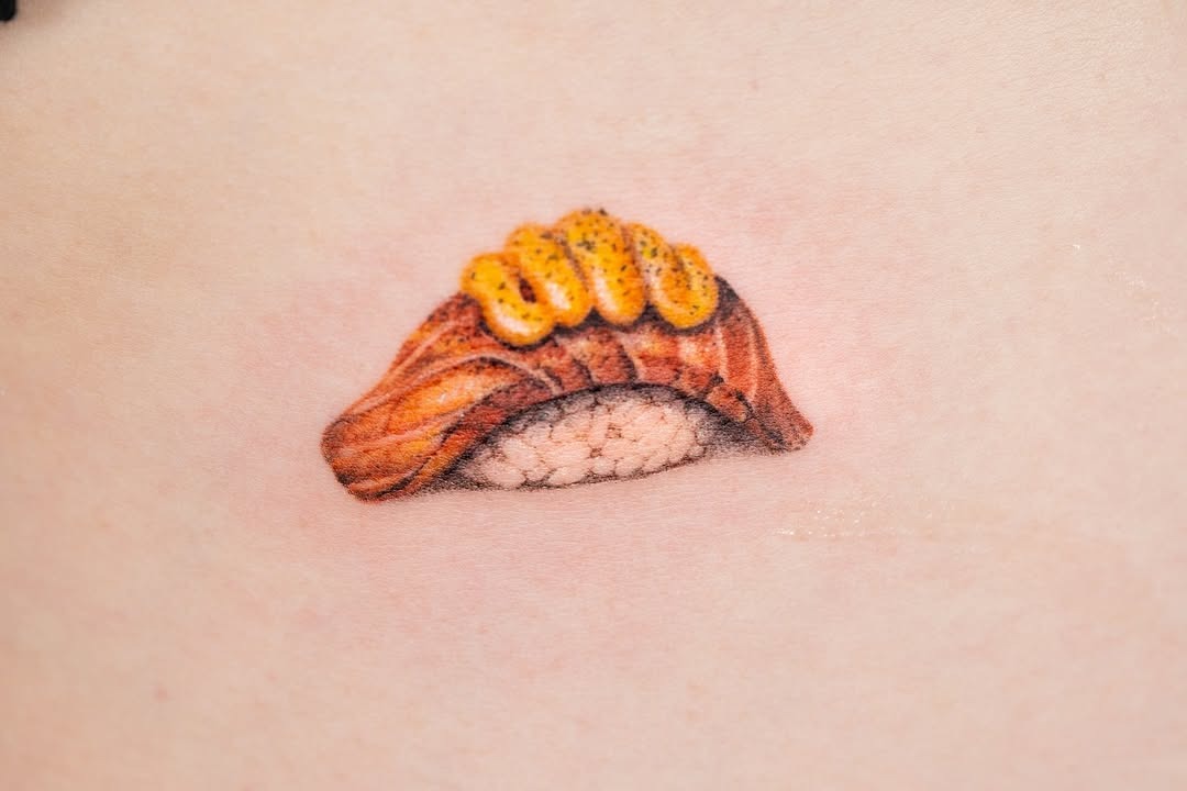 Intricate salmon sushi tattoo highlighting realism Tattoo Design