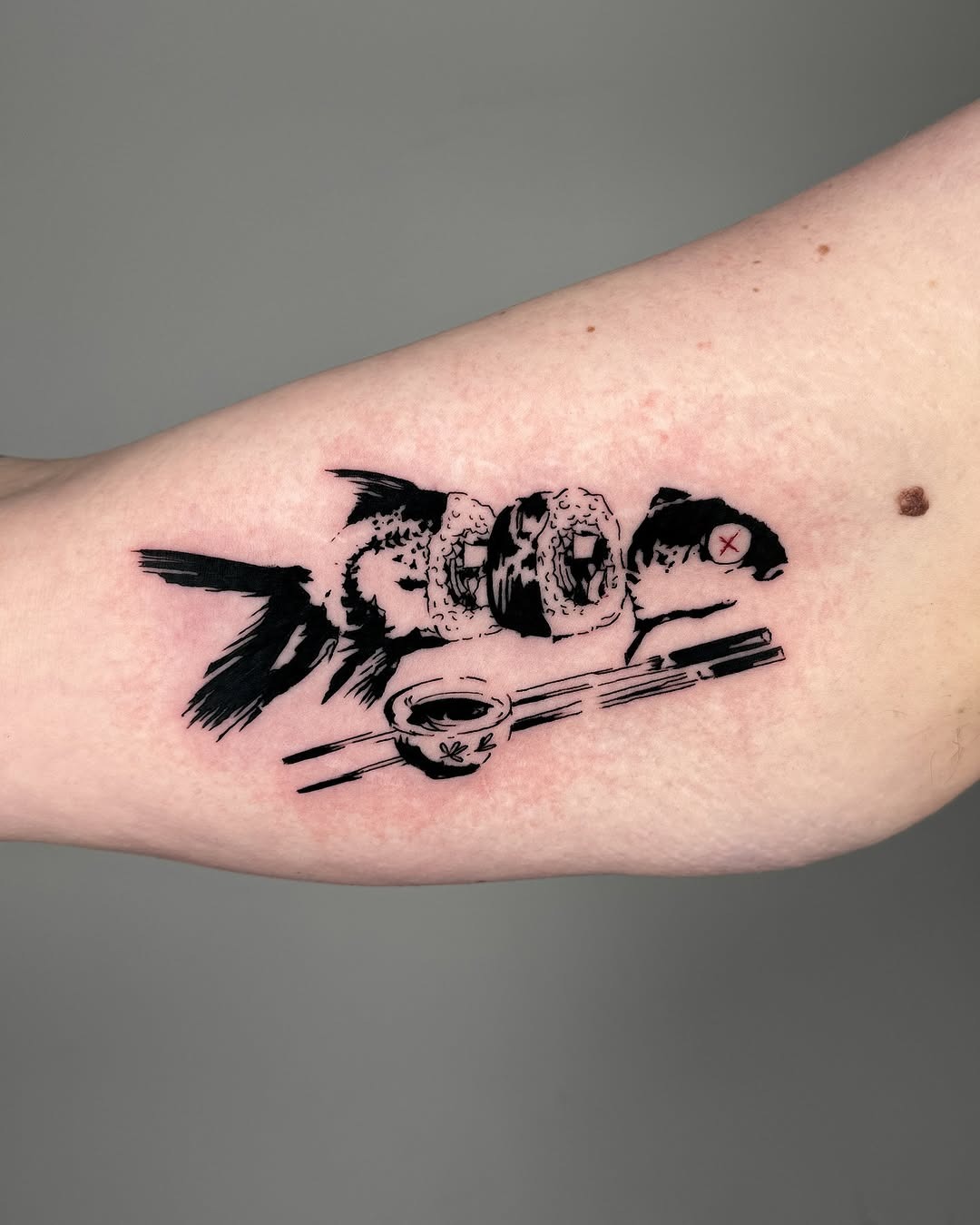 Unique sushi tattoo blending fish and rolls Tattoo Design