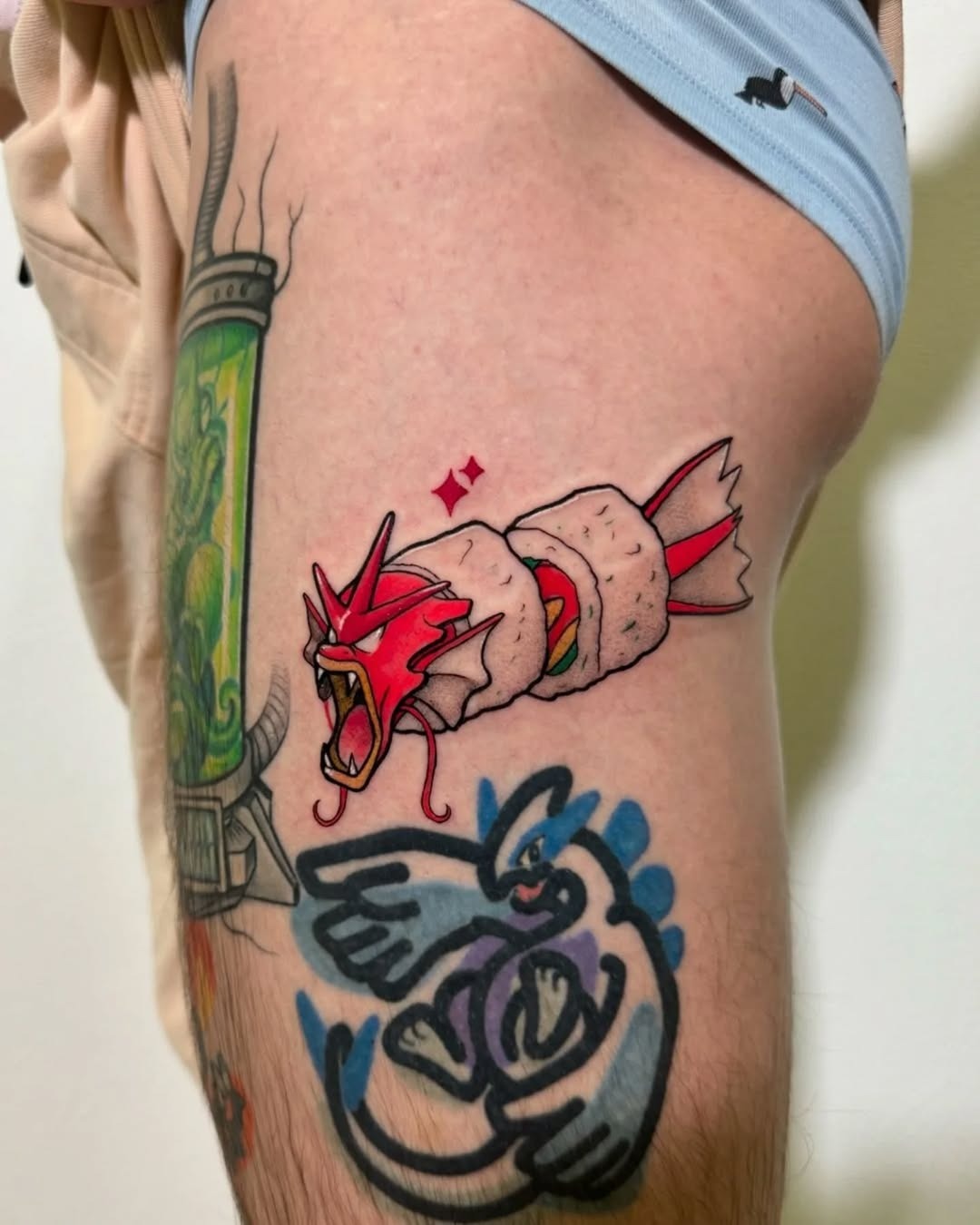 Whimsical sushi-inspired dragon roll tattoo Tattoo Design