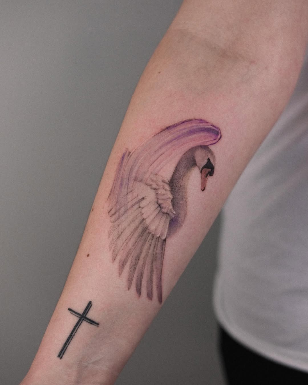 Beautiful swan tattoo showcasing elegant wing details Tattoo Design