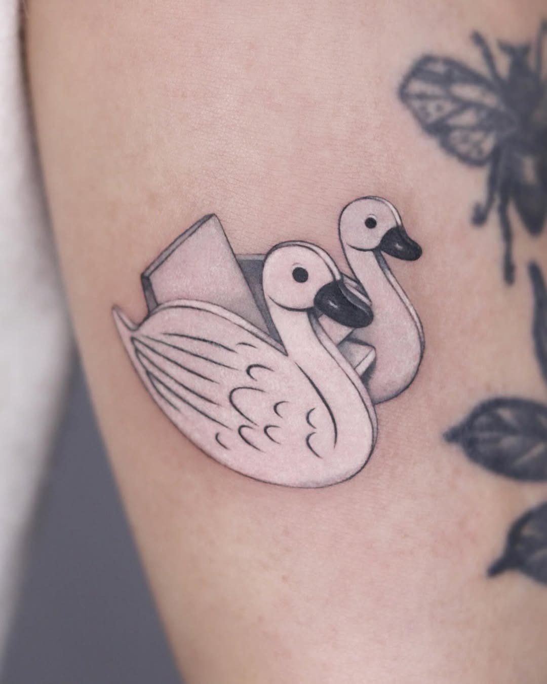 Charming swan tattoo in playful illustration style Tattoo Design