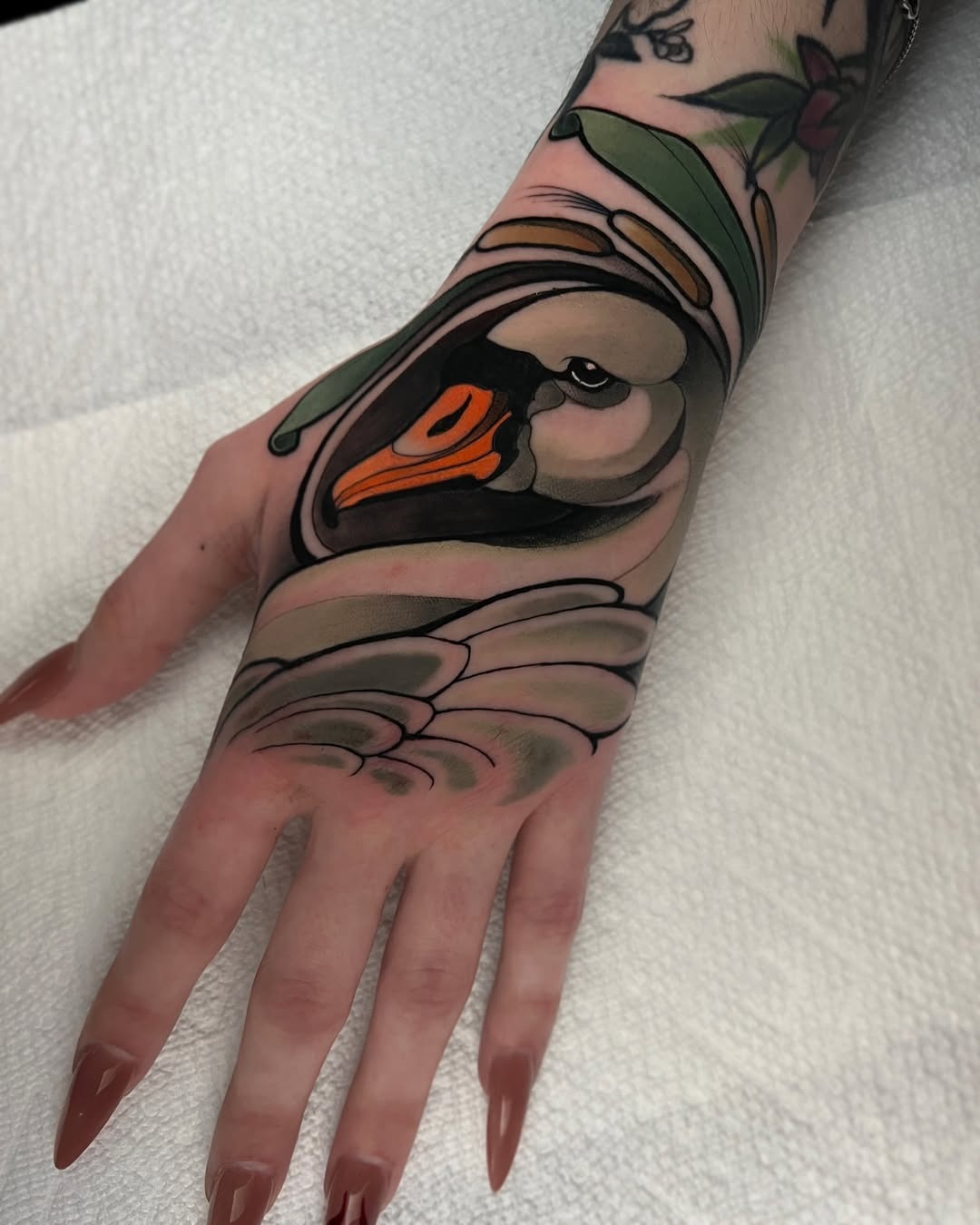 Dynamic swan tattoo showcasing elegance and grace Tattoo Design