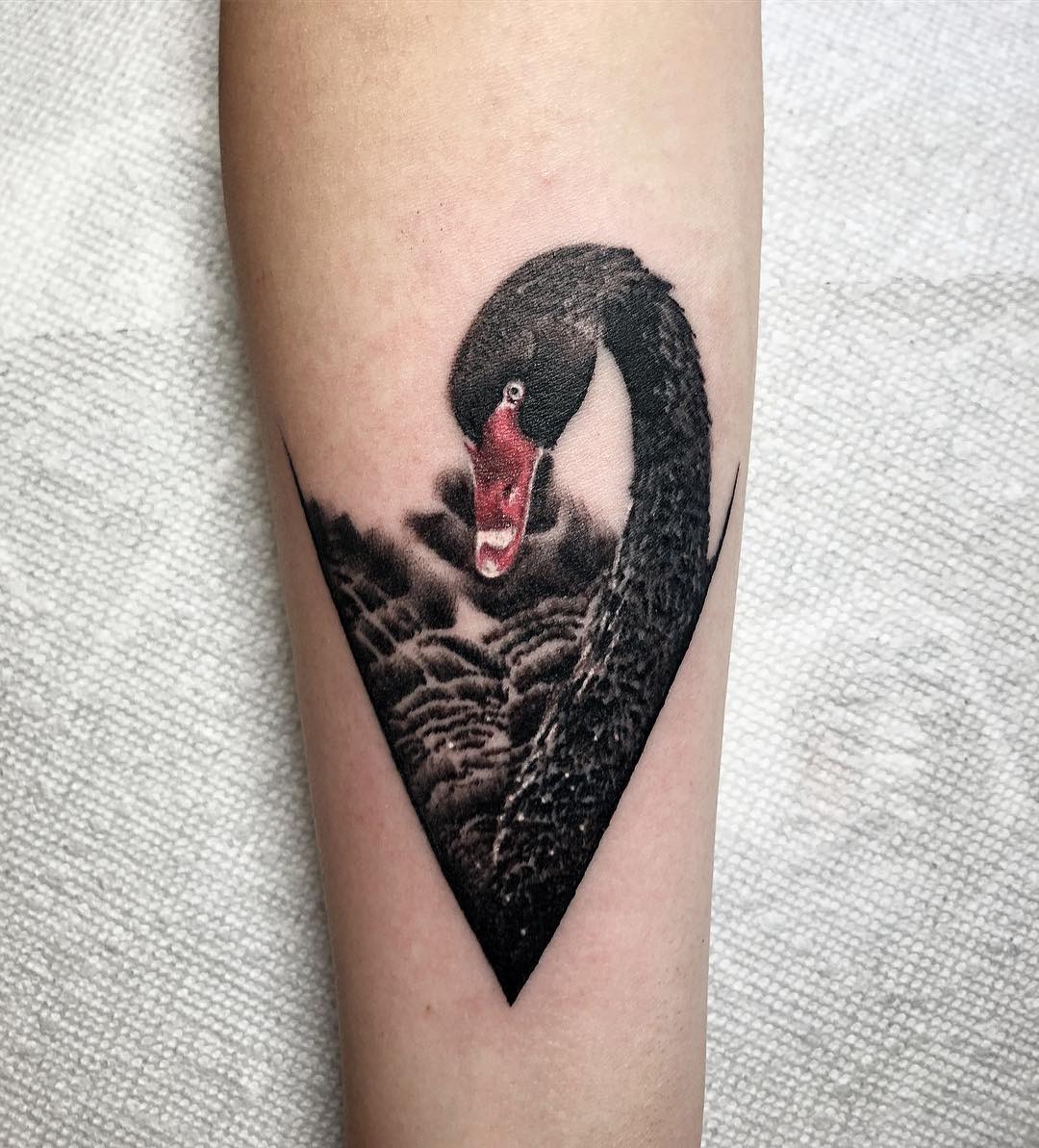 Elegant black swan tattoo with striking detail Tattoo Design