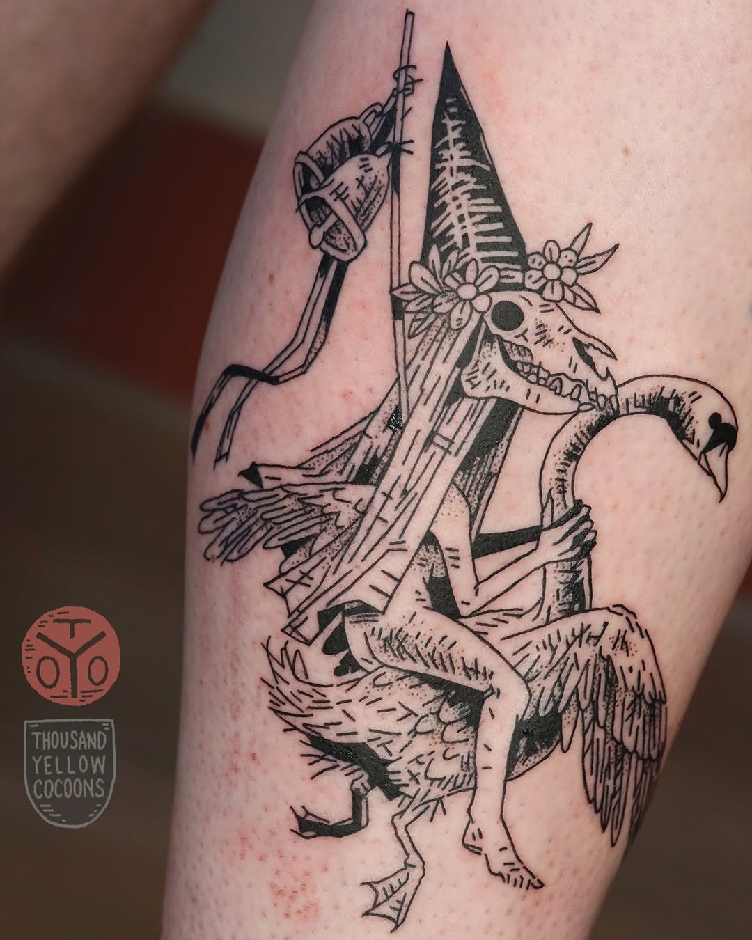 Unique swan tattoo design with whimsical elements Tattoo Design