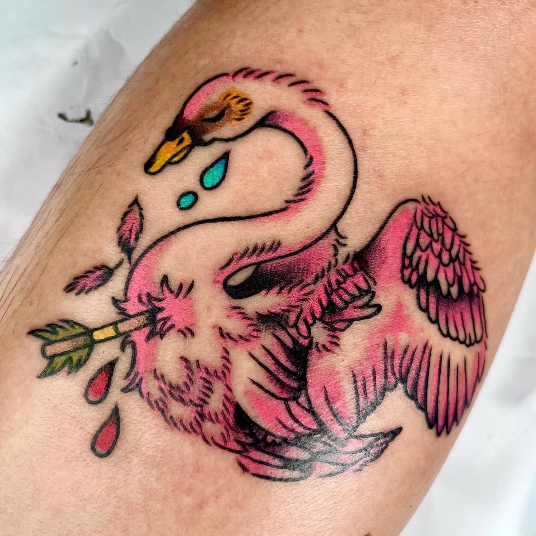 Vibrant swan tattoo with unique artistic flair Tattoo Design